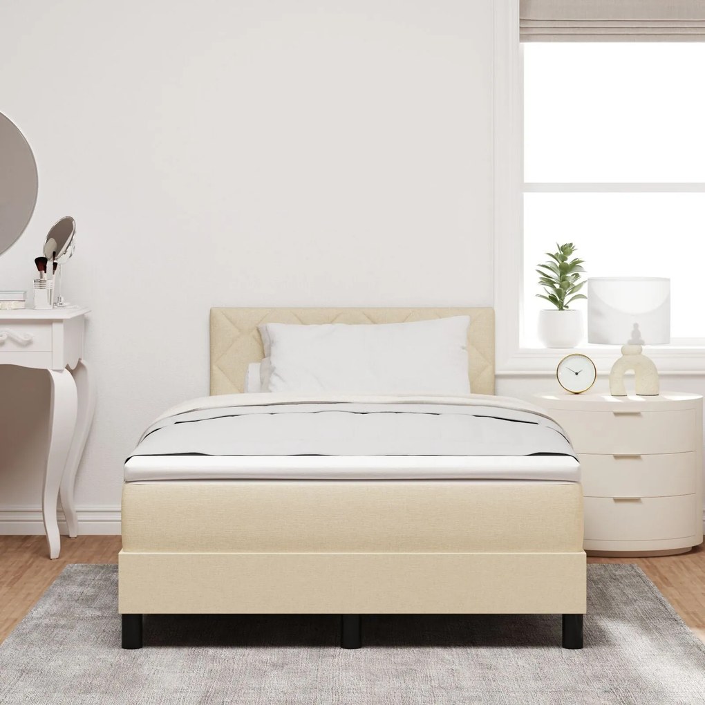 Cama Box com Colchão Creme 120x190 cm Tecido