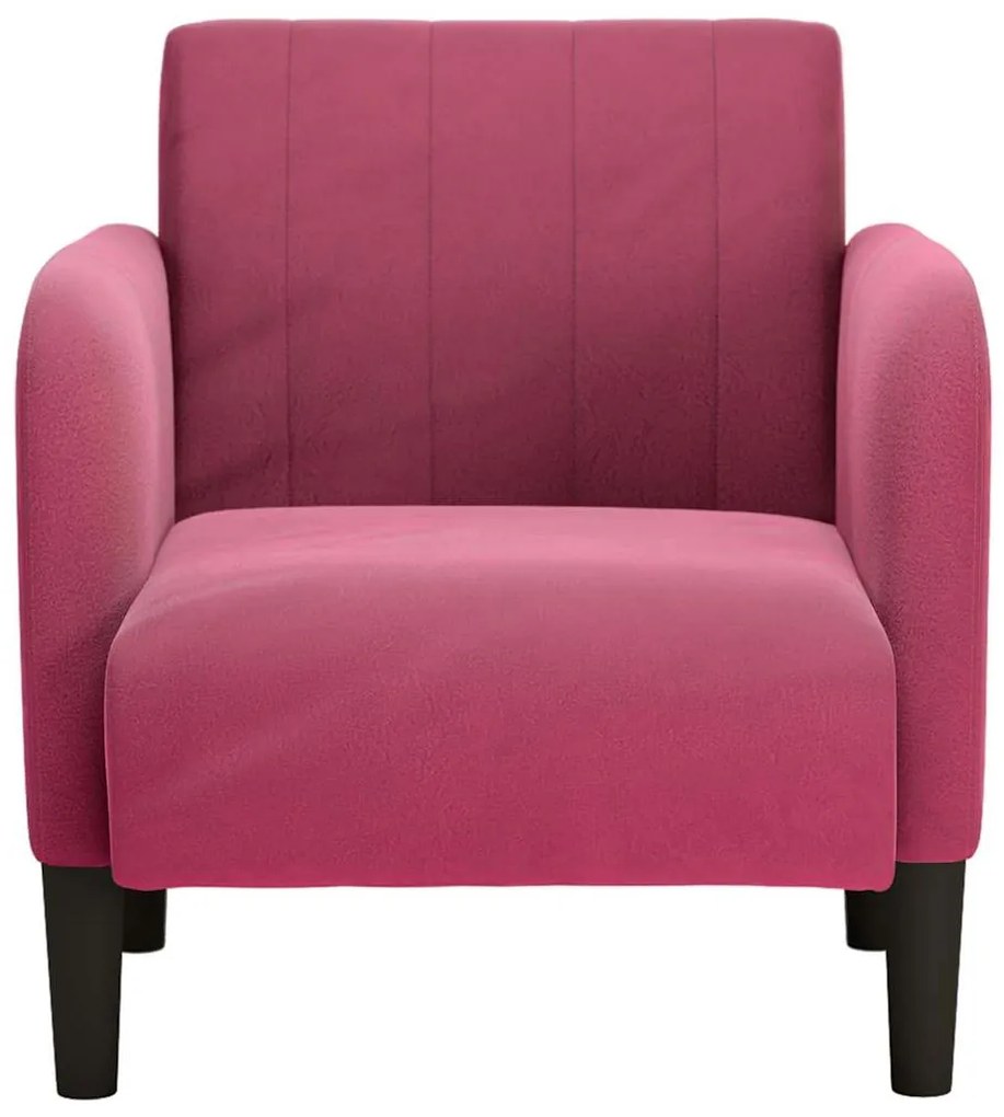 Poltrona com apoio de braços 54 cm veludo vermelho tinto