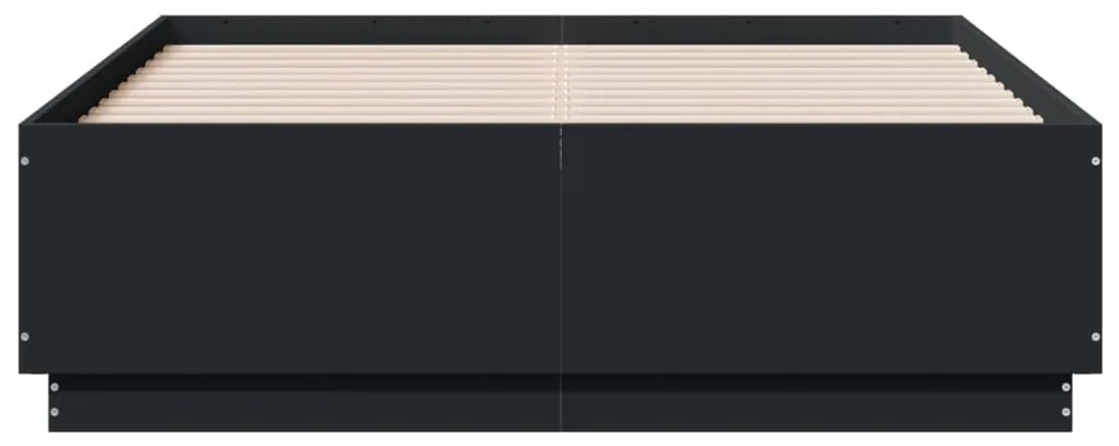 Estrutura cama c/ luzes LED 120x190 cm derivados madeira preto