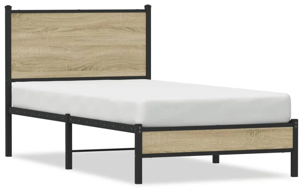 Estrutura de cama sem colchão 90x190 cm metal carvalho sonoma