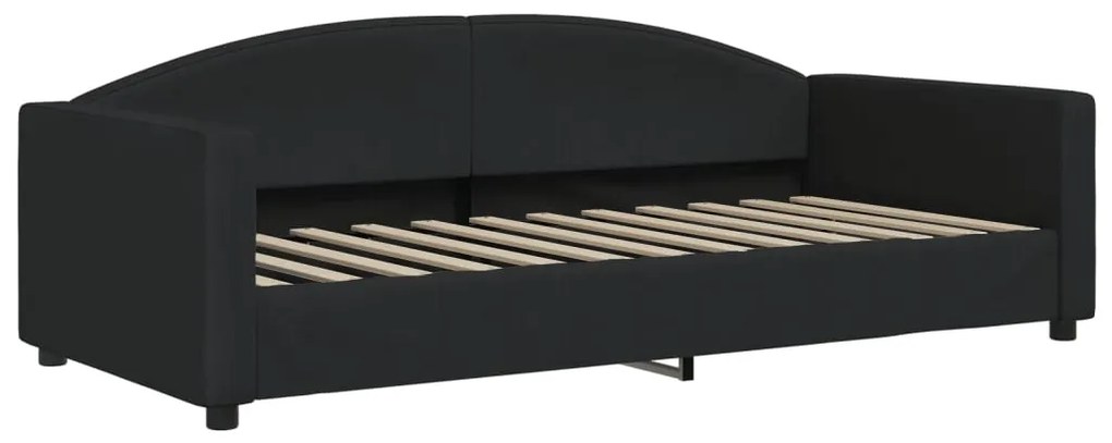 Sofá-cama com gavetão e colchões 90x200 cm tecido preto