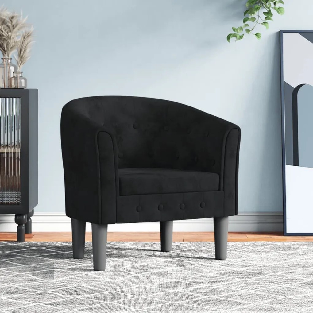 vidaXL Poltrona veludo preto