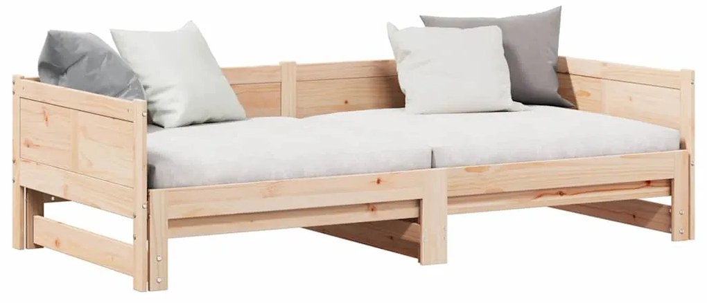 Cama de Dia Extensível 90x200 cm de Madeira Maciça de Pinho