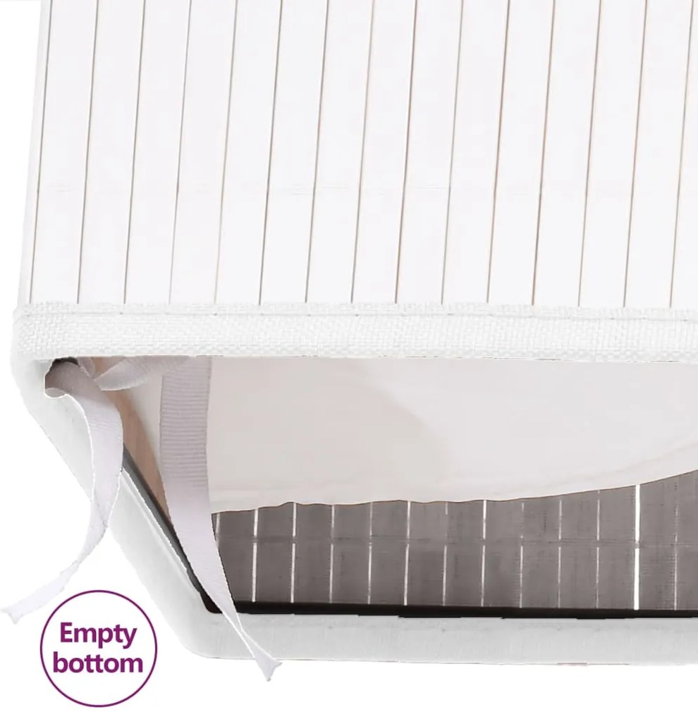 Cesto para roupa suja c/ secção única bambu branco