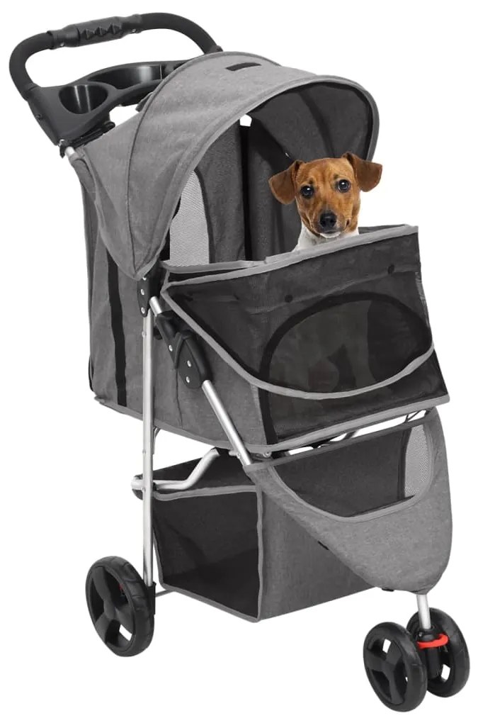 Carrinho dobrável para cães 80x46x98 cm tecido oxford cinzento