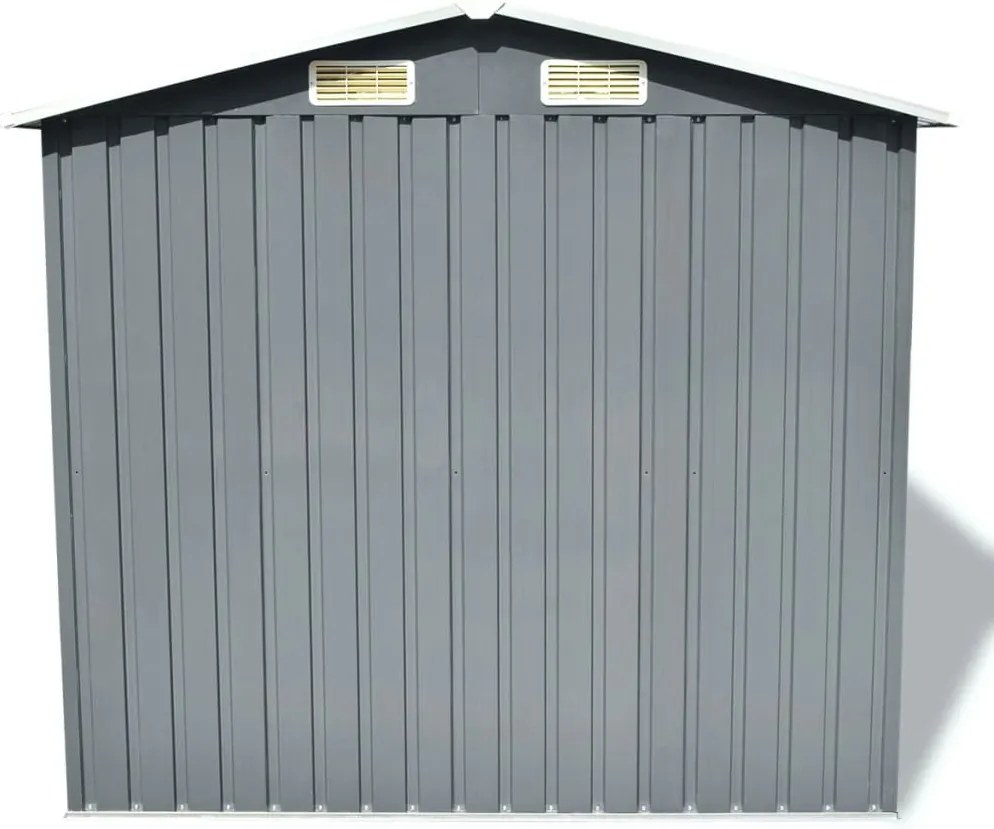 Abrigo de jardim metal cinzento 204x132x186 cm