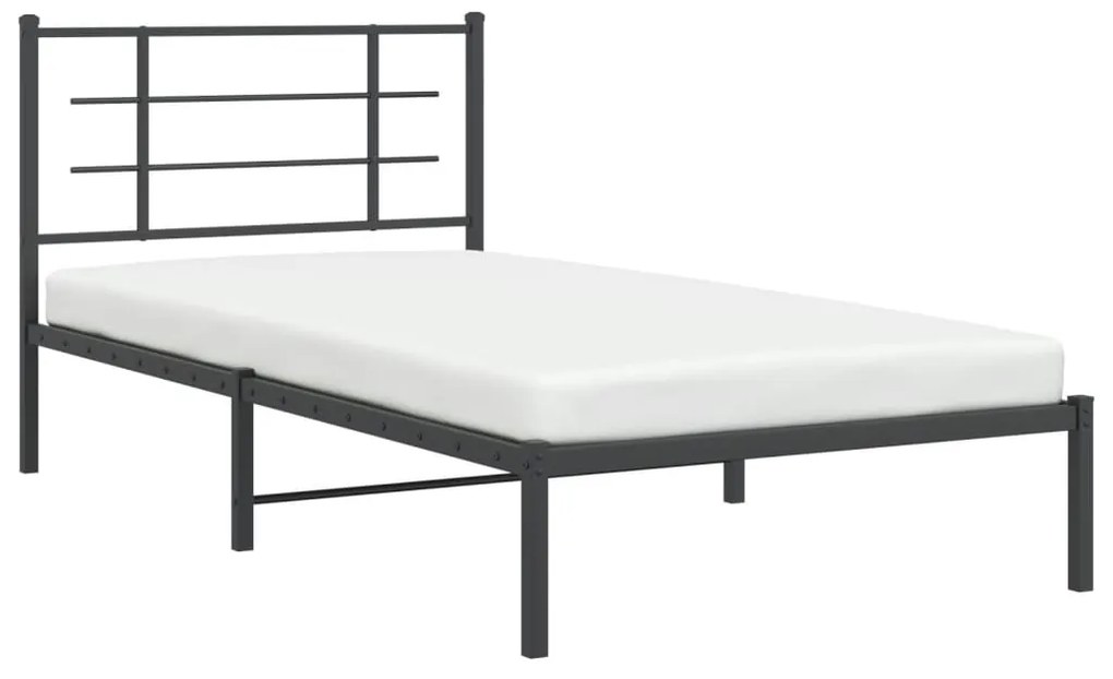 Estrutura de cama com cabeceira 107x203 cm metal preto