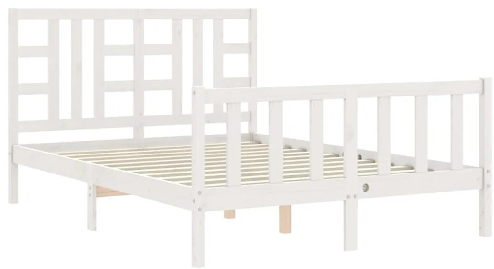 Estrutura de cama King Size com cabeceira madeira maciça branco