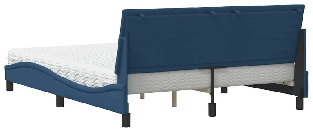 Cama com colchão 160x200 cm tecido azul