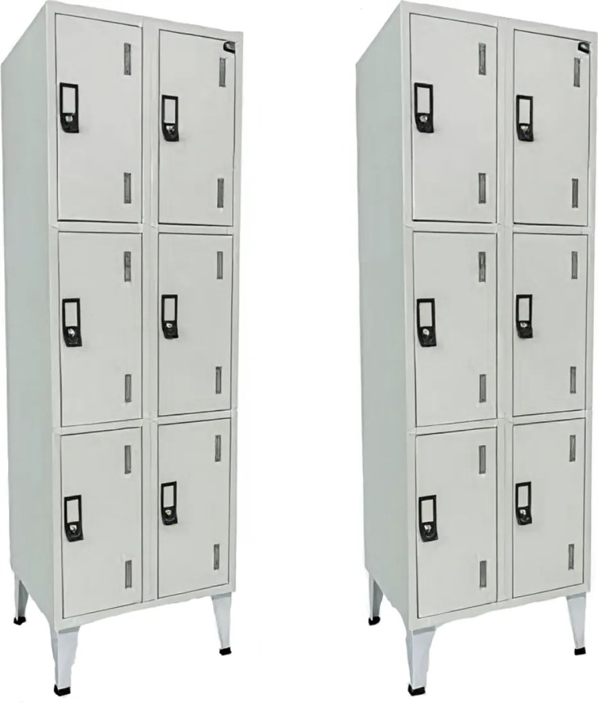 Pack 2 Cacifos Metálico Duplo 6 Cacifos 1900x600x500 mm Standard