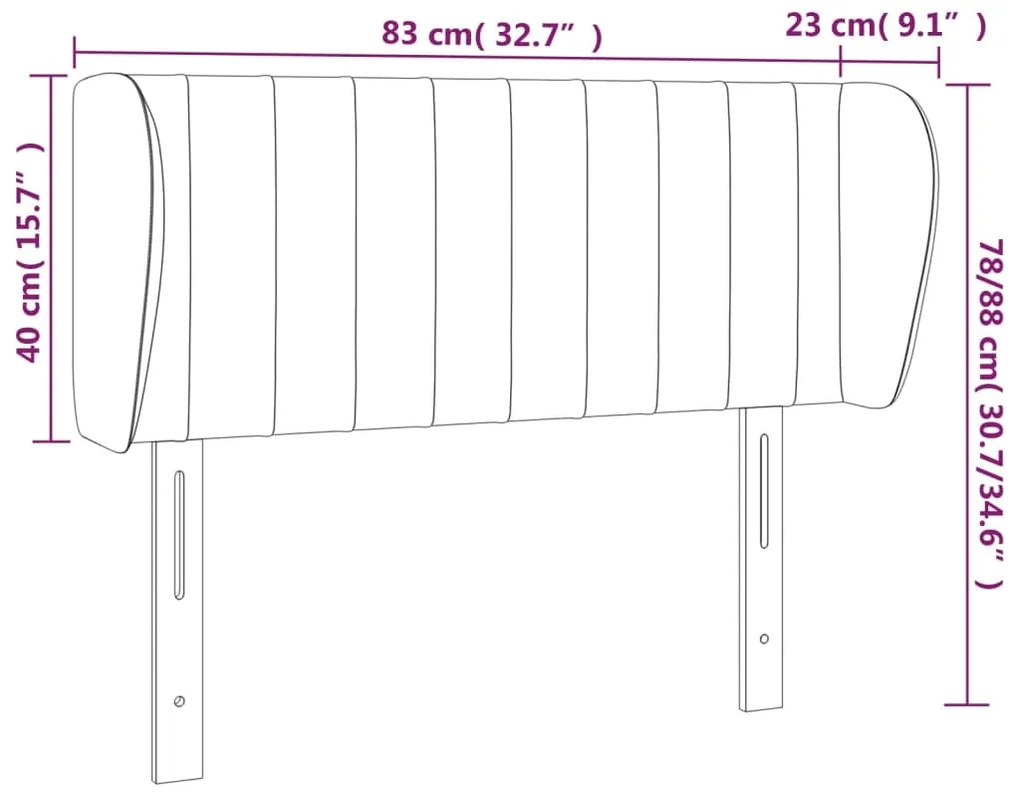 Cabeceira de cama c/ abas tecido 83x23x78/88 cm creme