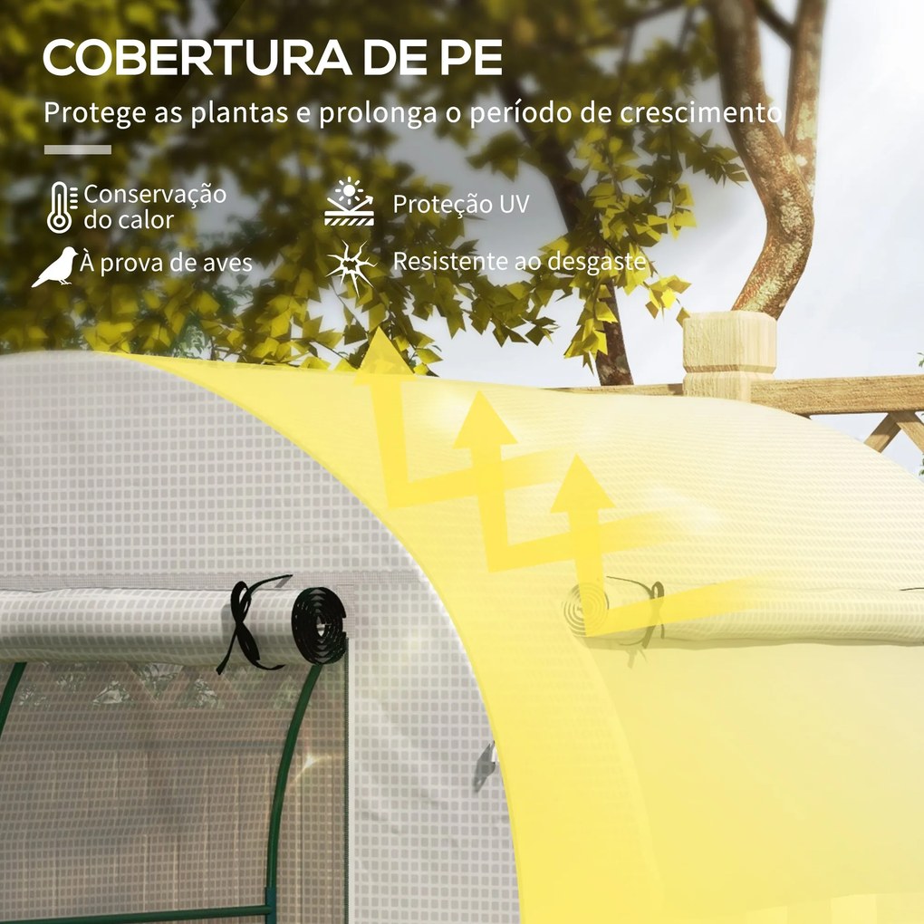 Estufa de Jardim Tipo Túnel – 180x180x200 cm – Porta Enrolável, Janela