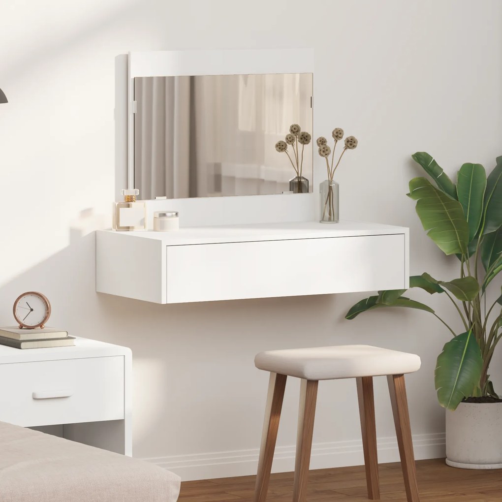 vidaXL Mesa de Maquiagem Suspensa Branca 83x40x70 cm