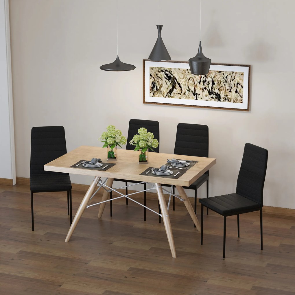 Conjunto de 4 Cadeiras de Sala de Jantar Estofadas em Linho com Pernas em Metal (MESA NÃO INCLUIDA) Cadeiras Modernas para Cozinha Quarto Suporta até