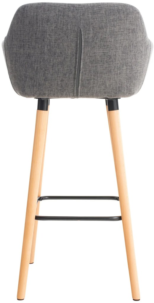 Banco de bar Grant em tecido e com estrutura de Cor Natural 55 x 99 x 46 cm Cinzento