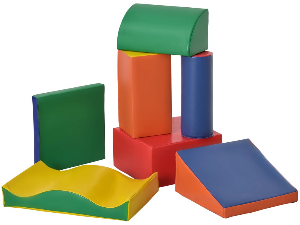 Conjunto de 7 Blocos de Espuma para Crianças de 1-3 Anos Blocos de Construção para Escalar e Gatinhar 60x40x11 cm Multicor