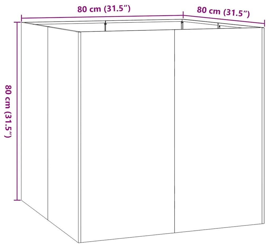 Floreira enferrujada 80x80x80 cm aço resistente