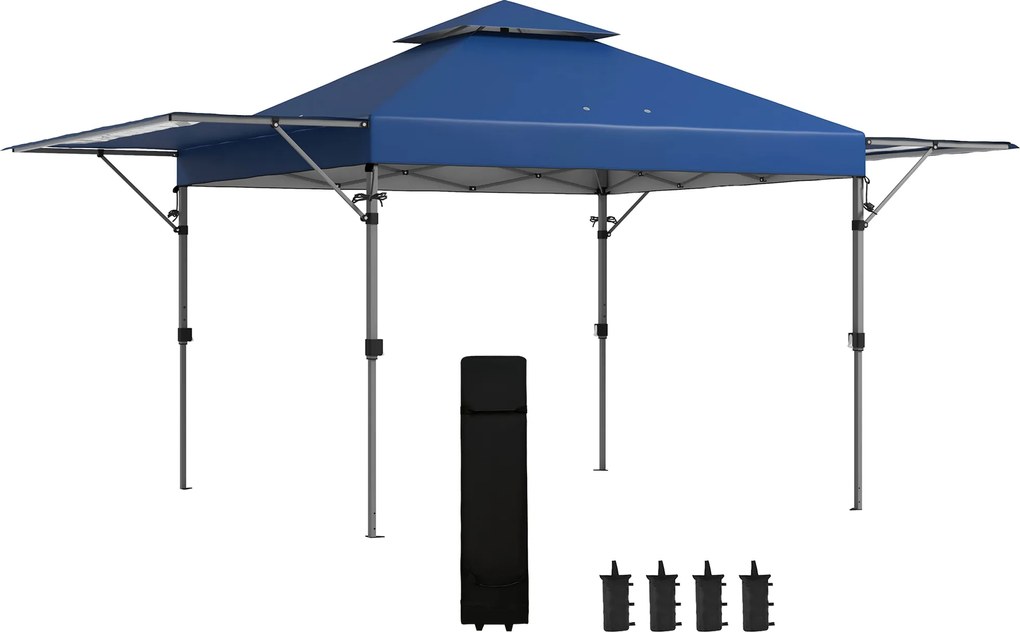 Outsunny Tenda pop-up jardim Dobrável 5 x 3 m, tecido Oxford com 2 painéis laterais ajustáveis, saco de transporte com rodinhas incluído | Aosom Portugal