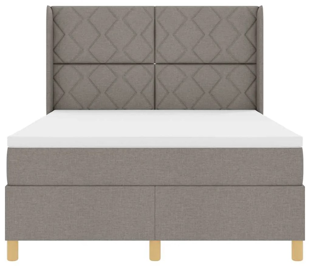 Cama Box Spring com Colchão e LED Taupe 160x200 cm Tecido