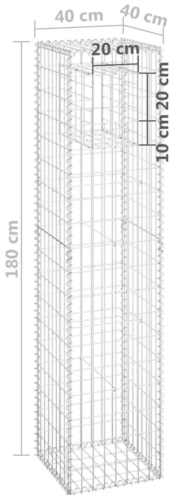 Postes/cestos gabião 2 pcs 40x40x180 cm ferro
