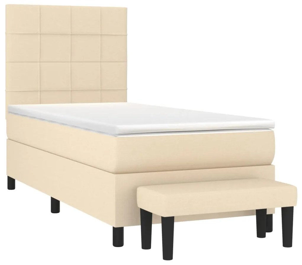 Cama com molas/colchão 90x190 cm tecido cor creme