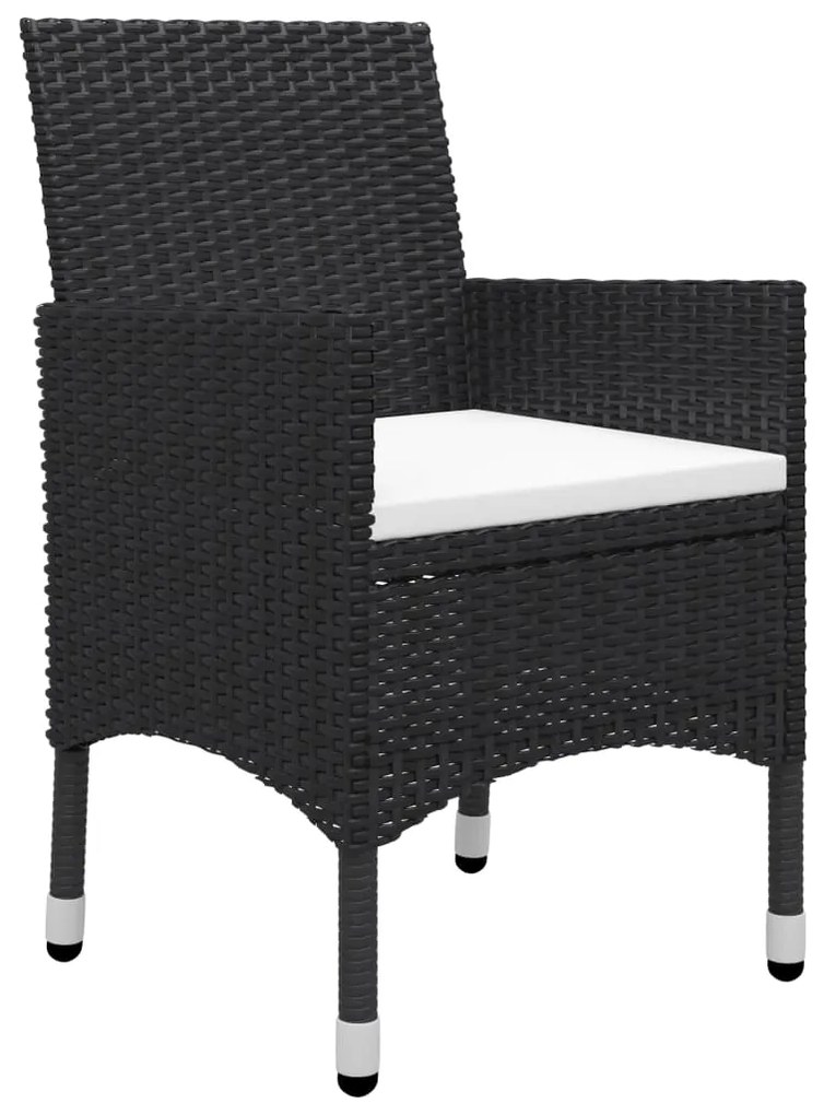 3 pcs conjunto de jantar para jardim preto