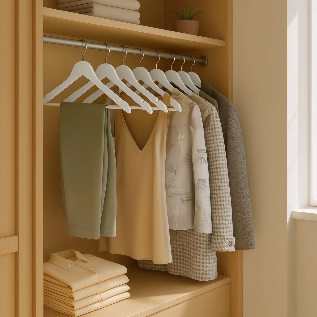 Conjunto de 20 cabides de madeira 42,9 x 21 cm branco