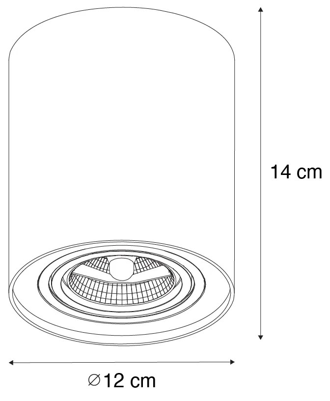 Foco de teto moderno preto rotativo e inclinável AR70 - Rondoo Up