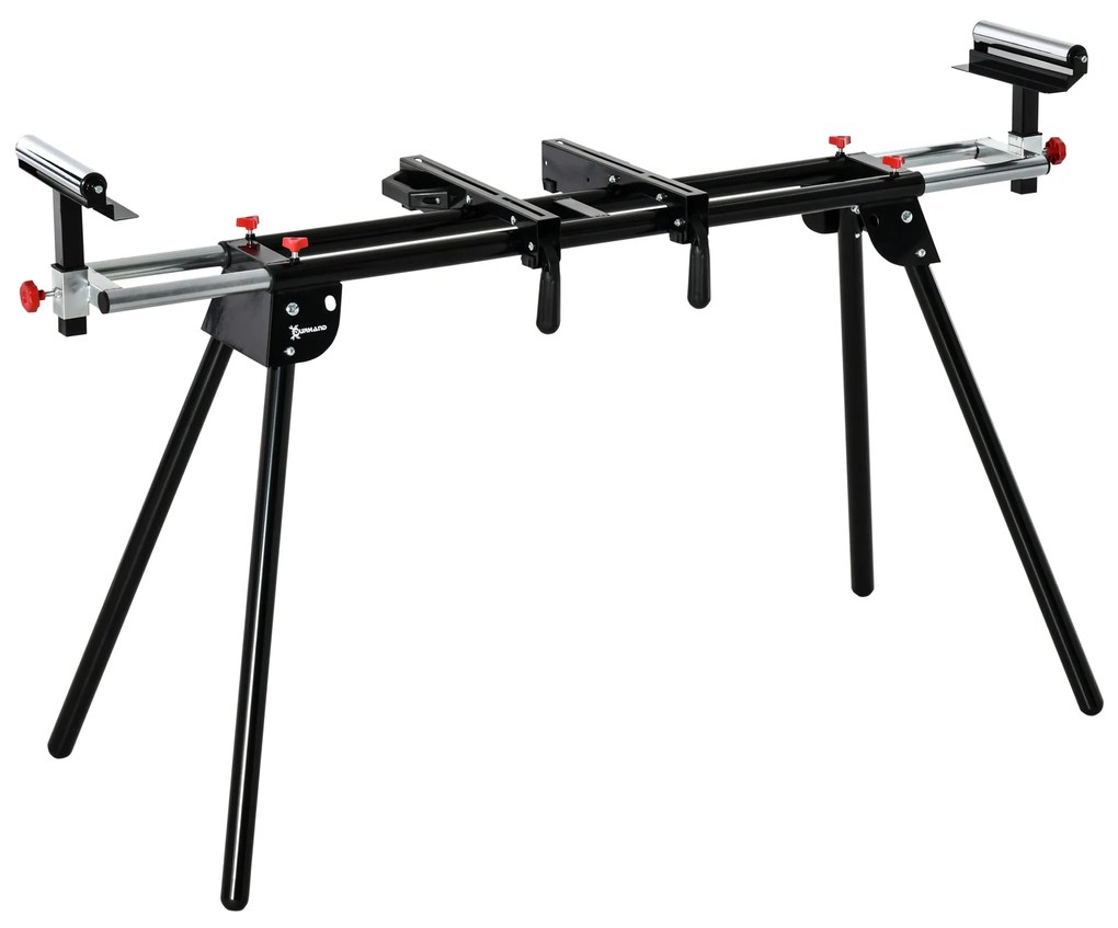 DURHAND Suporte portátil dobrável para serra de esquadria com altura ajustável e extensível Fácil de transportar e armazenar 213x64x102 cm Preto