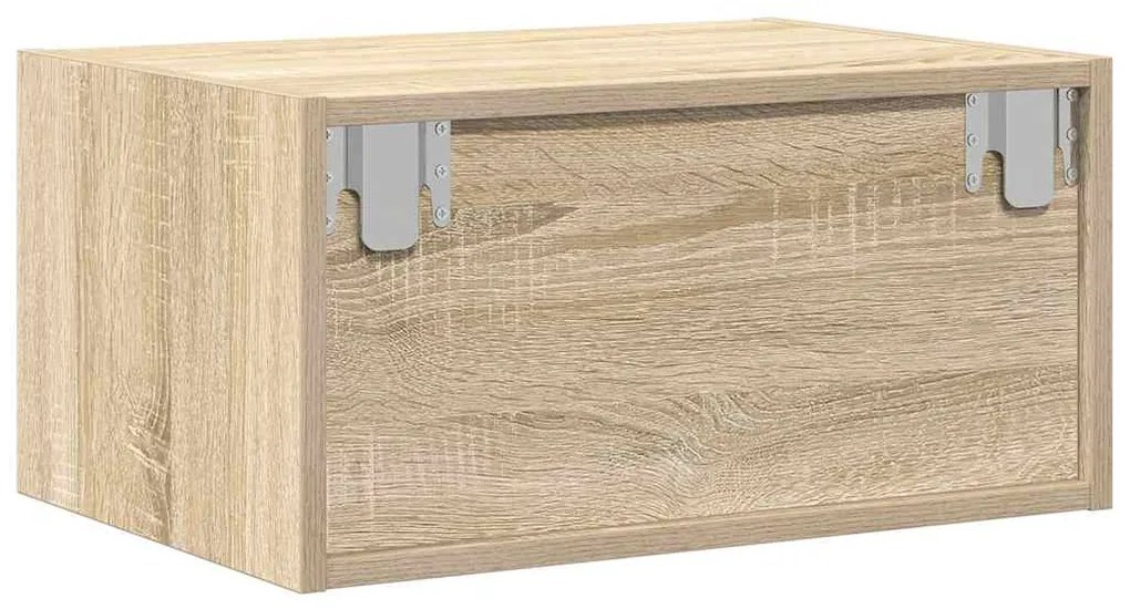 Mesa de cabeceira de parede com luzes LED carvalho sonoma