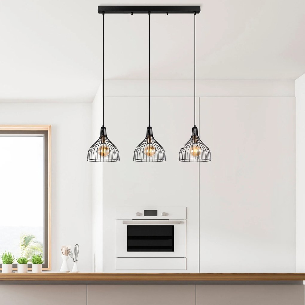 Candeeiro de Teto Cafu – Preto Antigo – 94 x 25 x 121 cm