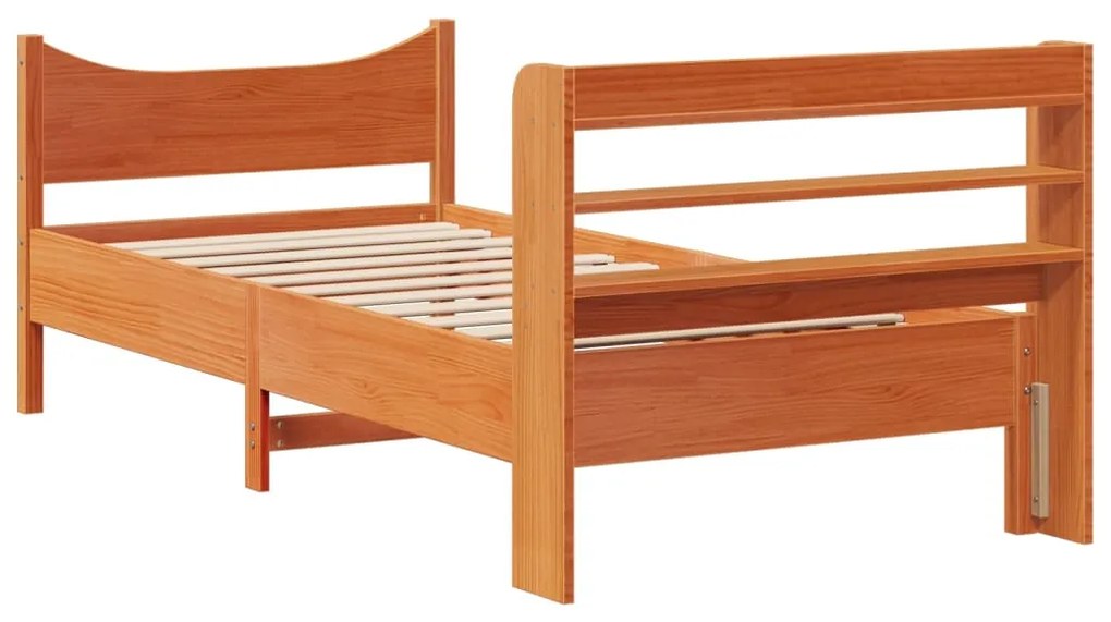 Estrutura cama c/ cabeceira 90x190 cm pinho maciço castanho-mel