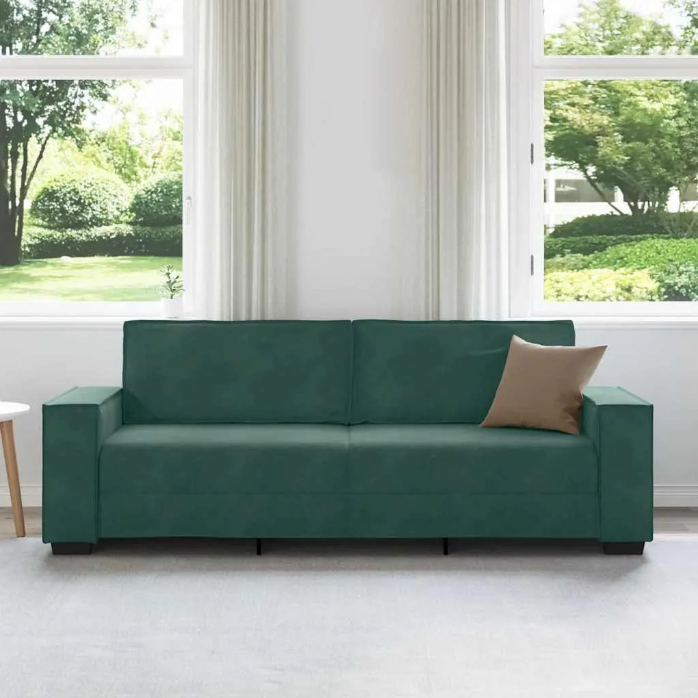 Sofá de 3 lugares 180 cm veludo verde-escuro