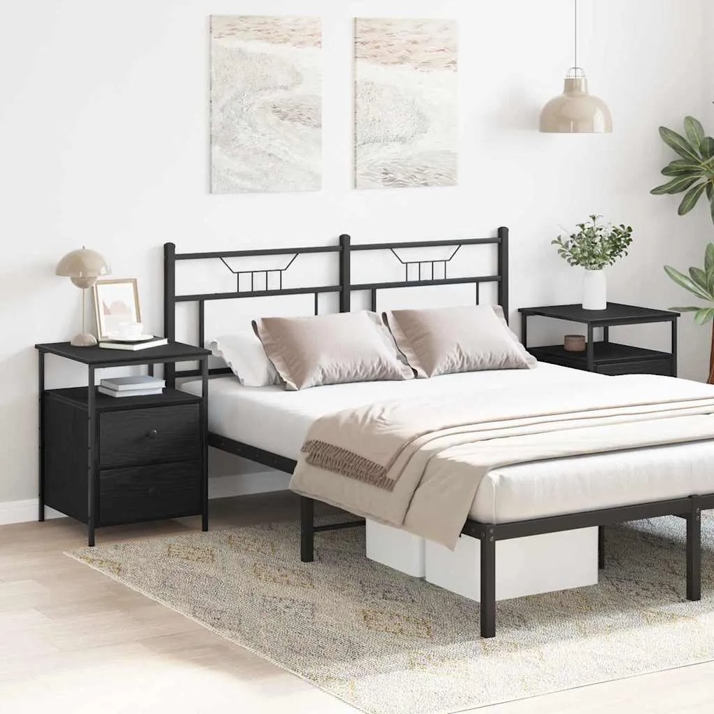 vidaXL Armário de Cabeceira 2 pcs Carvalho Preto 34 x 35,5 x 50 cm