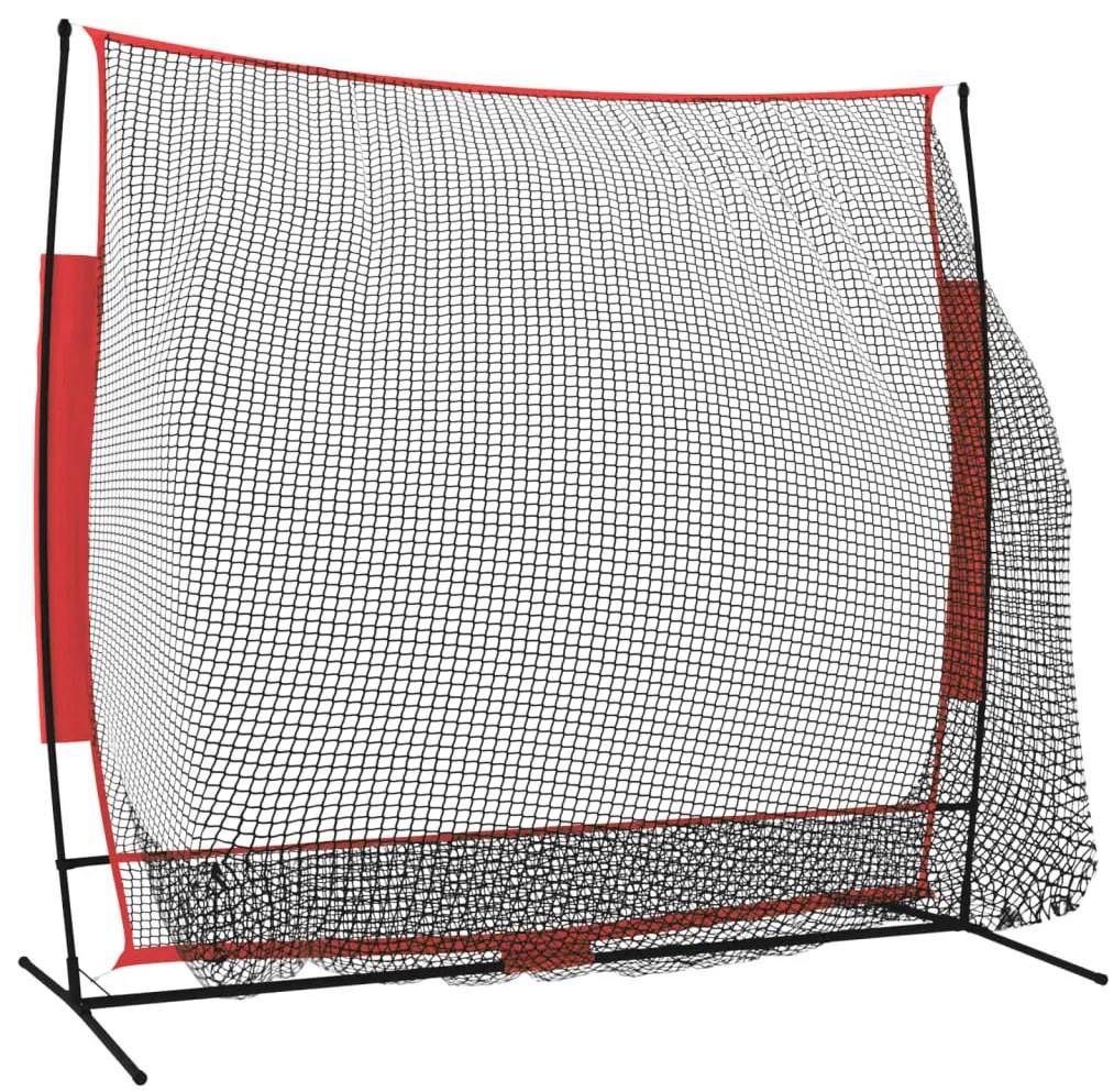 Rede de basebol portátil 215x107x216cm poliéster preto/vermelho
