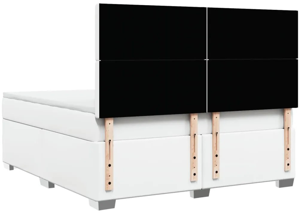 Cama com molas/colchão 180x200 cm couro artificial branco