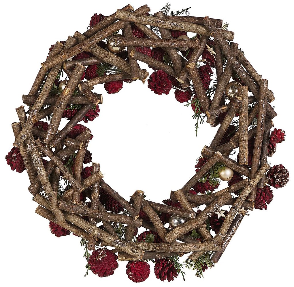 Grinalda decorativa castanha escura e vermelha ⌀ 50 cm FILPUS Beliani