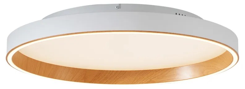 Plafon de design branco com madeira 60cm incl. LED com interruptor de 3 níveis - Ingo Design