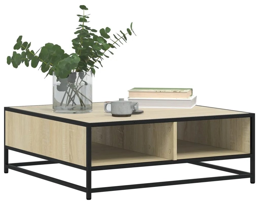 Mesa de centro 80x80x30 cm deriv. madeira/metal carvalho sonoma