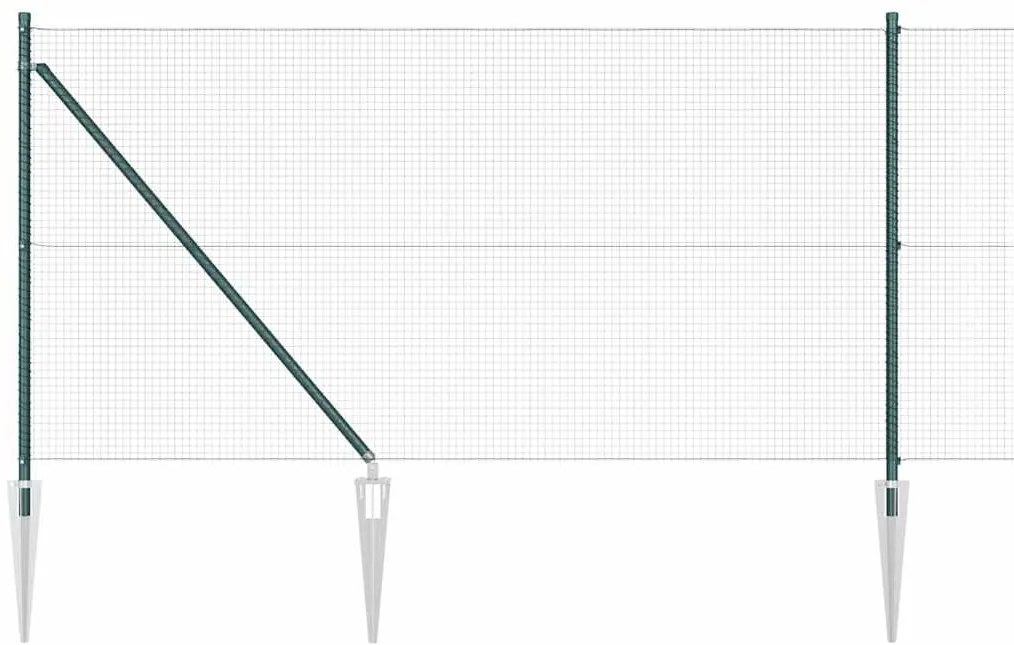 Cerca de Arame Soldado com 13 Postes de Espeto Verde 1x50 m Aço