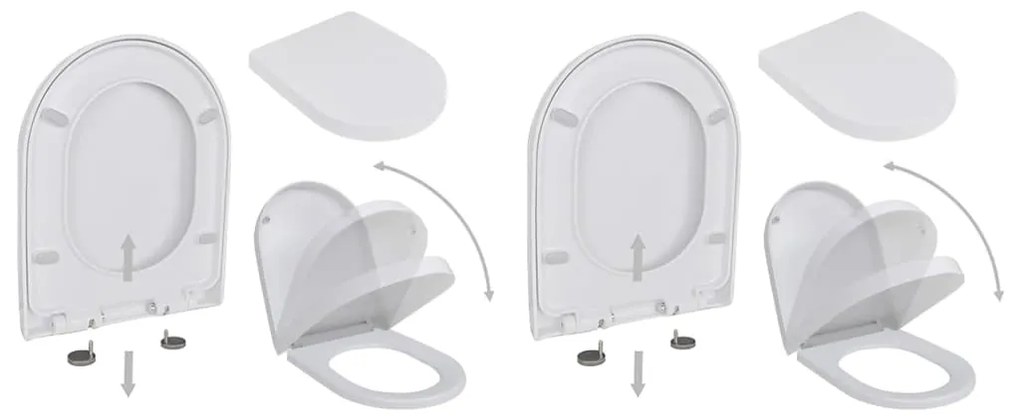 275930 vidaXL Assentos sanita com tampas de fecho suave 2 pcs plástico branco