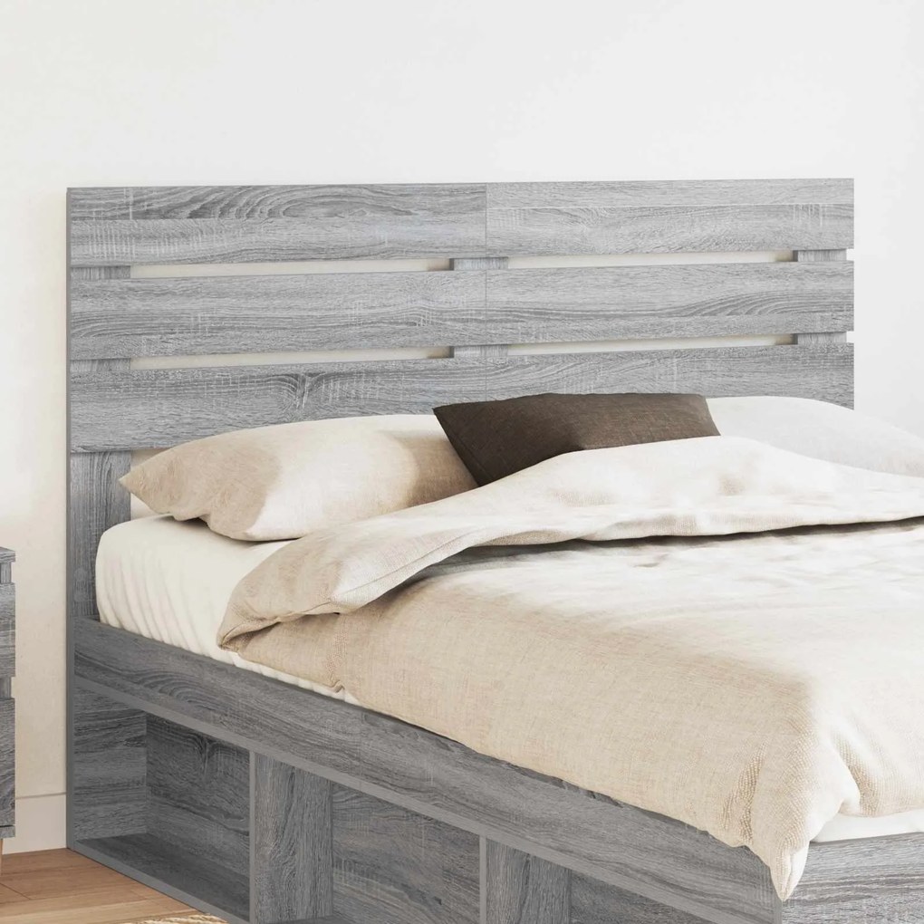 vidaXL Cabeceira com cabeceira Cinza Sonoma 150 cm Madeira processada