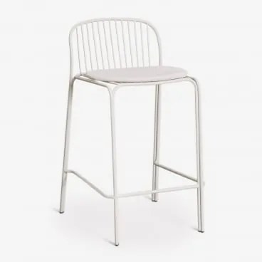 Pack De 4 Bancos Altos De Jardim Em Aço Anerina ↑65 Cm & Branco Acinzentado & Branco Glacial - Sklum