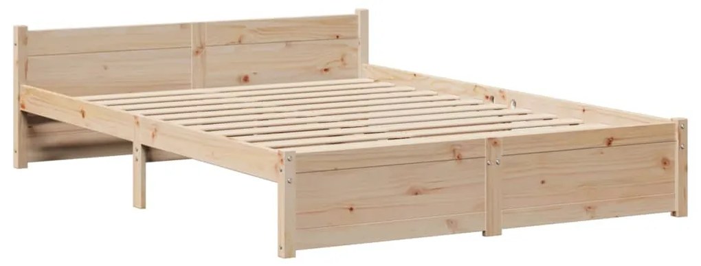 Estrutura cama c/ cabeceira 140x190 cm pinho maciço