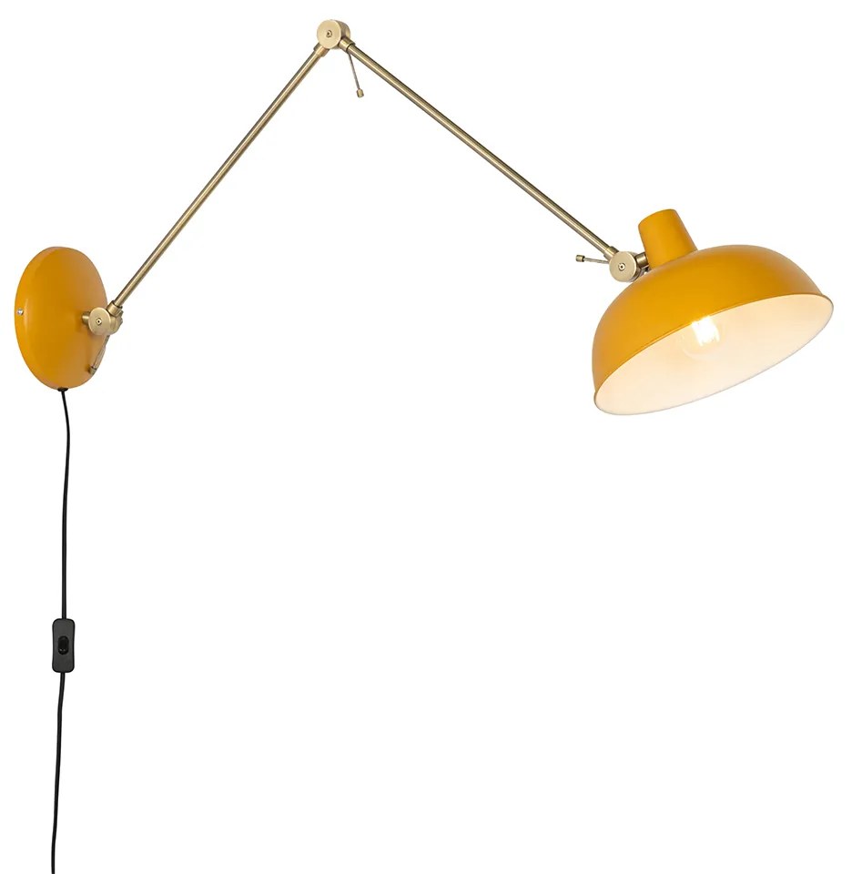 Candeeiro de parede retro amarelo com bronze - Milou Retro