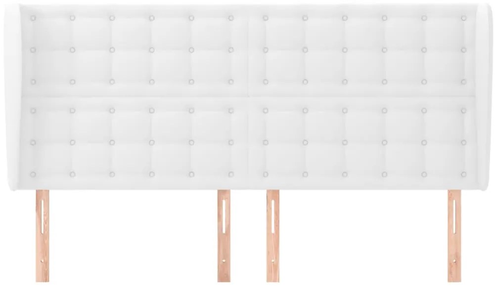 Cabeceira cama c/ abas couro artificial 203x23x118/128cm branco