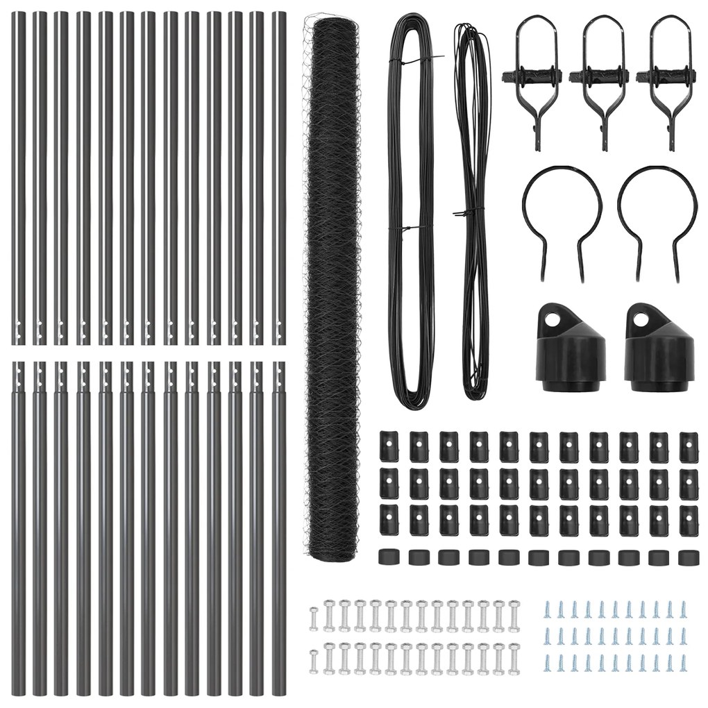 Conjunto de Cercas Conjunto de 2 Cinza Metal 25 x 1,5 m Durável