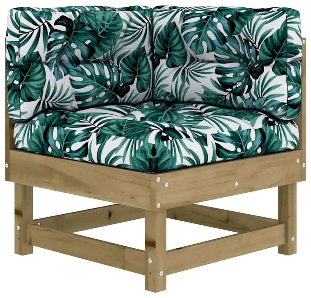 7 pcs conjunto lounge de jardim c/ almofadões pinho impregnado