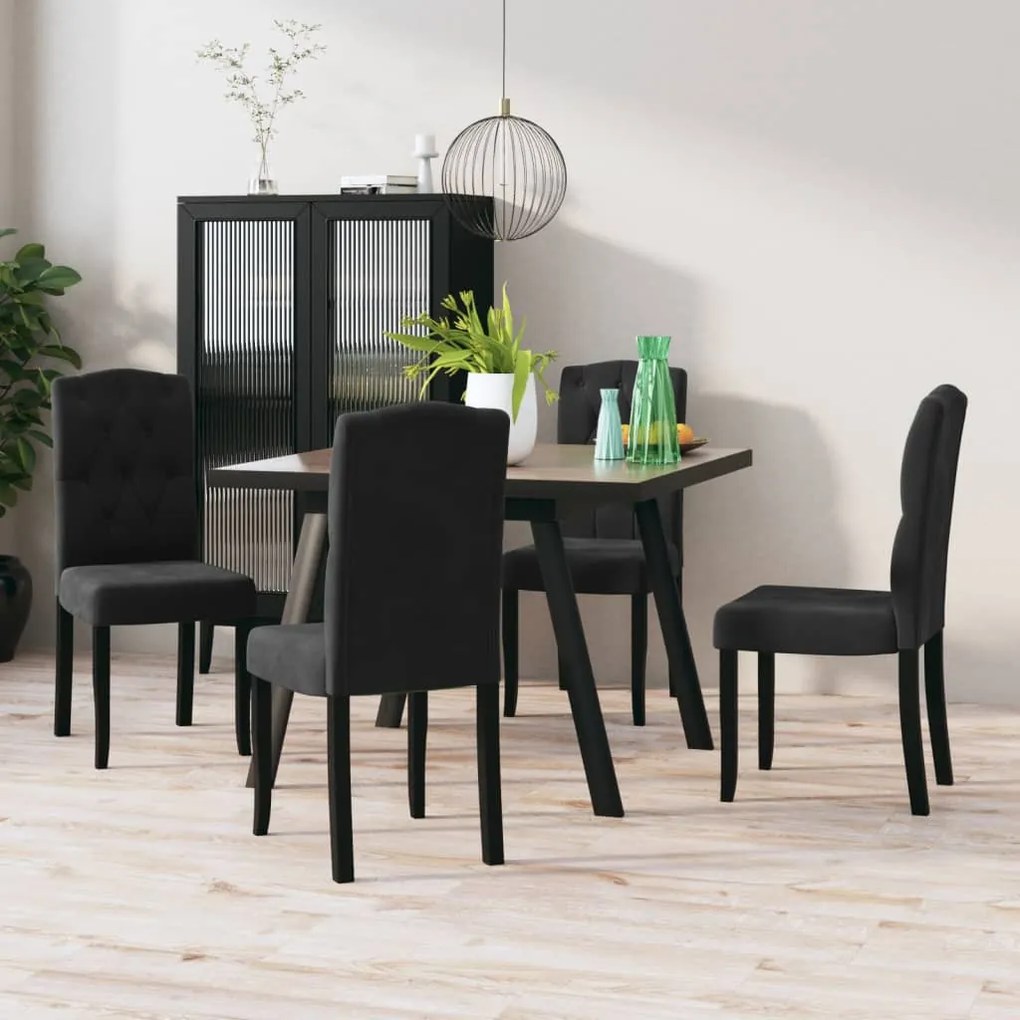 vidaXL Cadeiras de jantar 4 pcs veludo preto