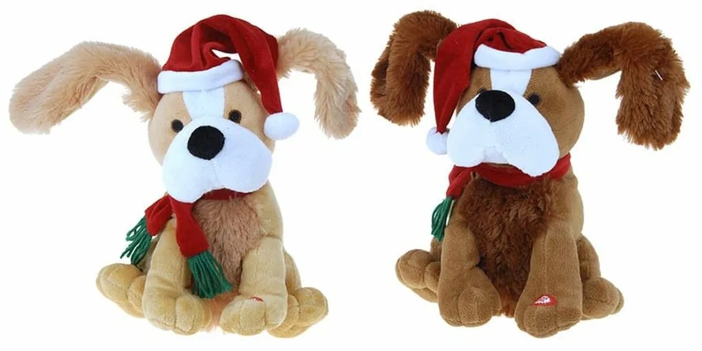 Cão de Peluche Natal Movimento com Som (18,5 X 28 X 25 cm)